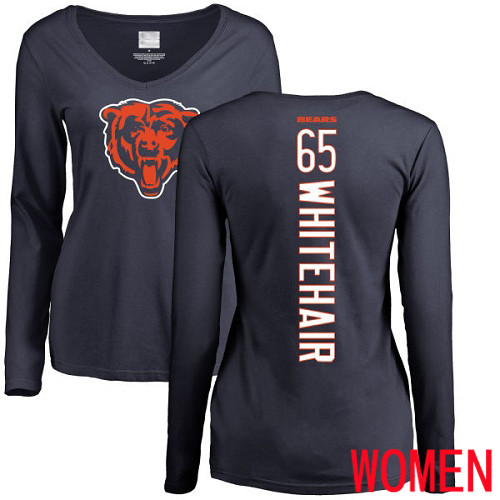 Chicago Bears Navy Blue Women Cody Whitehair Backer NFL Football #65 Long Sleeve T Shirt->nfl t-shirts->Sports Accessory
